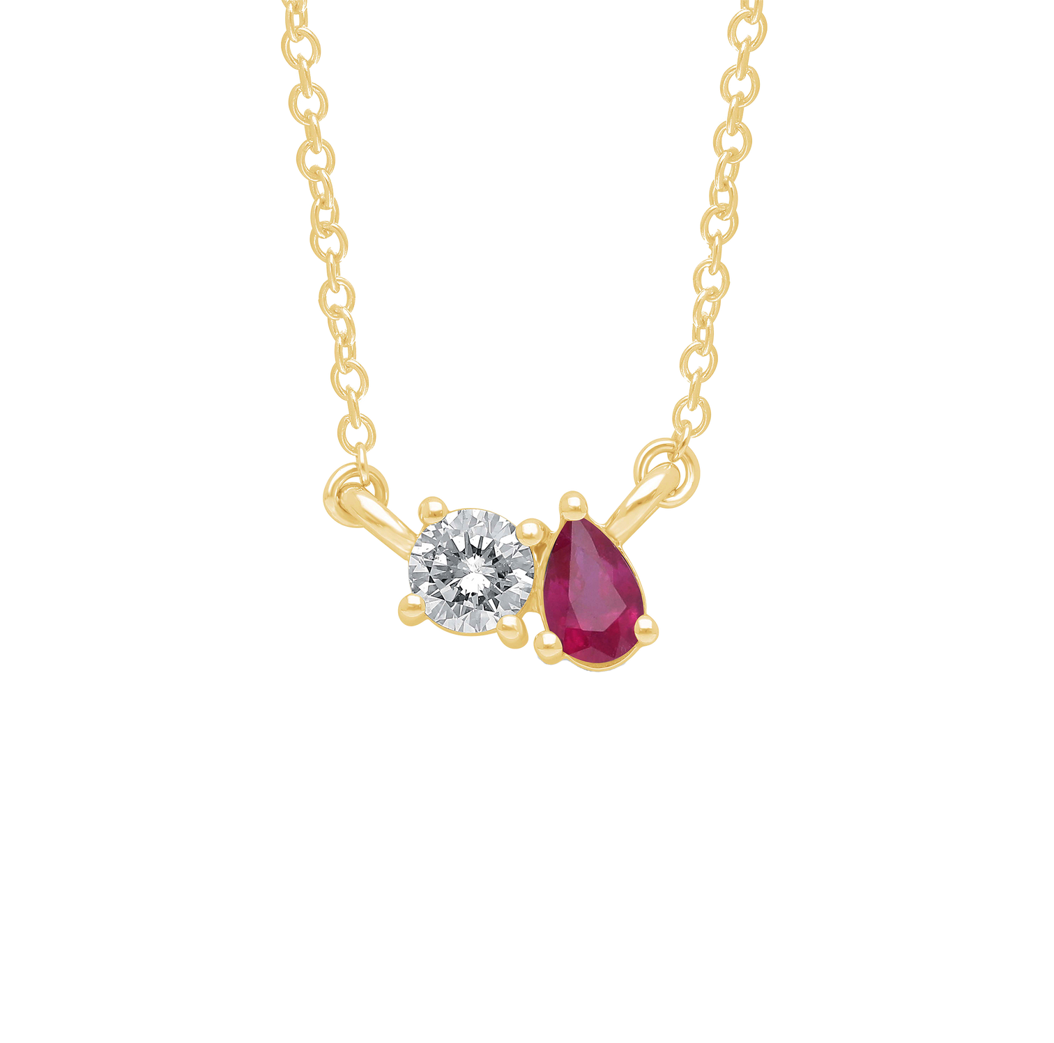 Sabel Collection Yellow Gold Multi-Shape Diamond and Ruby Pendant